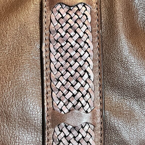 Cole Haan Camden Devin Chestnut Leather Convertible Bag Tote Double Handle - Picture 3 of 6